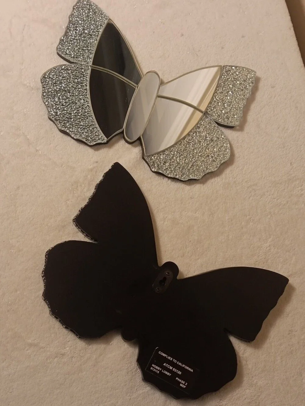 Set of 2 Glam Butterfly Wall Mirrors